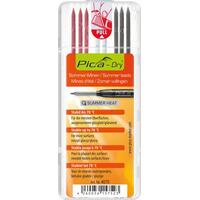 Pica Dry Pen Refill Set 8 Leads Summer Heat - (3 x Graphite 2B - 3 x Red - 2 x White) 4070